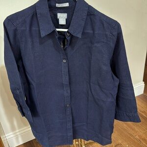 Chicos sz 1 navy linen shirt
